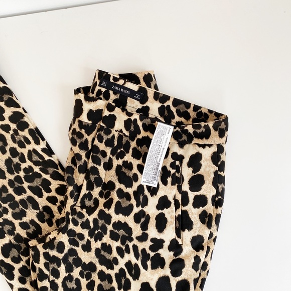 Zara Basic Leopard Print Ankle Pants Size Small - Picture 7 of 8